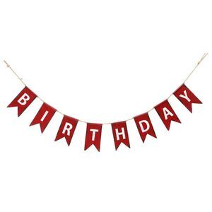 Red and White Painted Metal Birthday Letters Banner 60 Inches